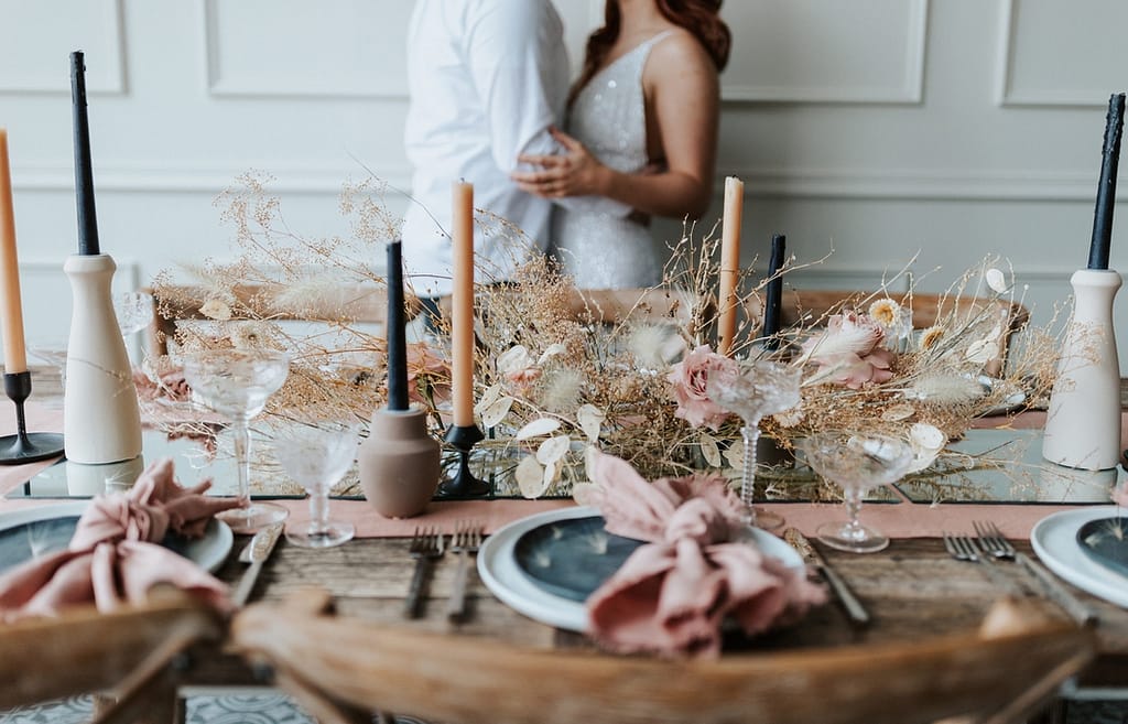 Beautifully styled table at a unique intimate wedding celebration.